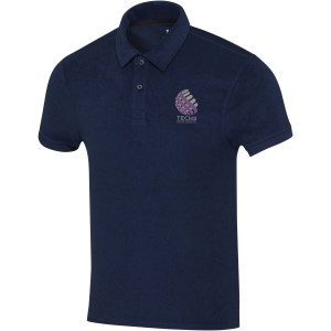 Akoya recycled terry unisex polo, Navy (T-shirt, mixed fiber, synthetic)
