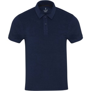 Akoya recycled terry unisex polo, Navy (T-shirt, mixed fiber, synthetic)
