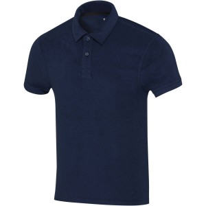 Akoya recycled terry unisex polo, Navy (T-shirt, mixed fiber, synthetic)