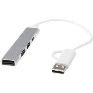 Alkaid 4-port recycled aluminium USB-A and Type-C hub with d