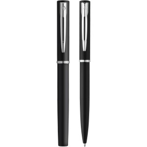 Allure ballpoint and rollerball pen set, Solid black (Pen sets)