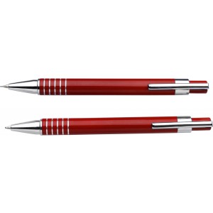 Aluminium writing set Yolanda, red (Pen sets)