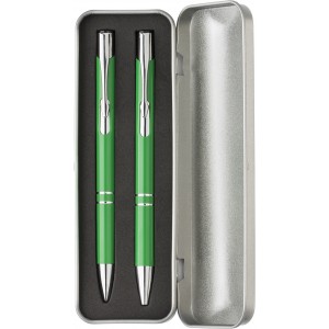 Aluminium writing set Zahir, light green (Pen sets)