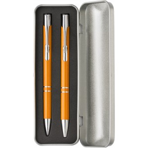 Aluminium writing set Zahir, orange (Pen sets)