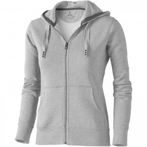 Arora hooded full zip ladies sweater, Grey melange (Pullovers)