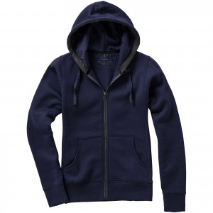 Arora hooded full zip ladies sweater, Navy (Pullovers)