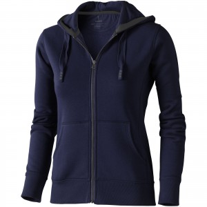 Arora hooded full zip ladies sweater, Navy (Pullovers)