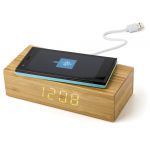 Bamboo wireless charger and clock Rosie, bamboo (431964-823)