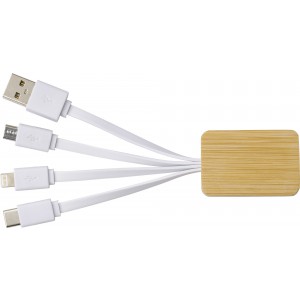 Bamboo charging cable Brandan, white