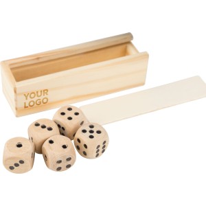 Beech wooden dice set Celine, brown