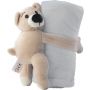 Plush toy bear with fleece blanket Owen, beige