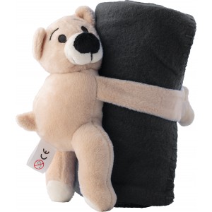 Plush toy bear with fleece blanket Owen, black (Blanket)