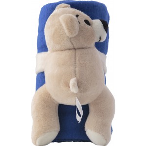 Plush toy bear with fleece blanket Owen, cobalt blue (Blanket)