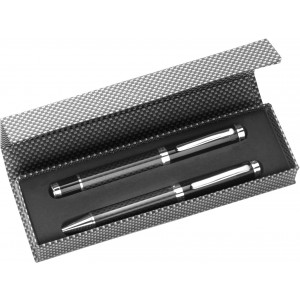 Carbon fibre and brass writing set Ziva, black (Pen sets)