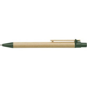 Cardboard ballpen Peter, green (Wooden, bamboo, carton pen)