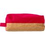 Polyester and cork toilet bag, red