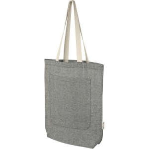 Pheebs 150 g/m2 recycled cotton tote bag with front pocket 9L, Heather black (cotton bag)