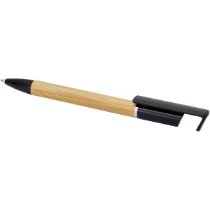 Delfina phone holder pen, Solid black (Wooden, bamboo, carton pen)