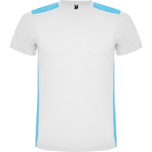 Detroit short sleeve kids sports t-shirt, White, Turquois (T-shirt, mixed fiber, synthetic)
