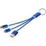 Metal 3-in-1 charging cable with keychain, Royal blue