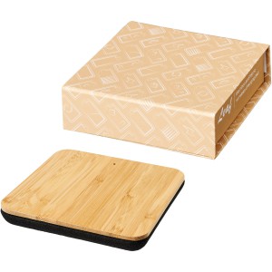 Bamboo / fabric wireless charging pad, Brown (Powerbanks)
