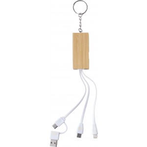 Bamboo keychain Sutton, brown (Eletronics cables, adapters)