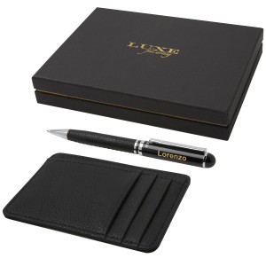 Encore ballpoint pen and wallet gift set, Solid black (Pen sets)