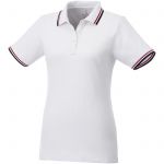 Fairfield short sleeve women's polo with tipping, White,Navy,Red (3810301)