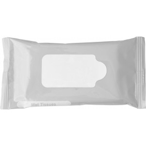 Plastic bag with 10 wet tissues Salma, silver (Hand cleaning gels)
