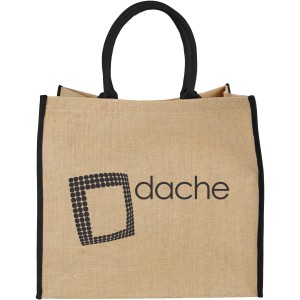 Harry large tote bag made from jute, Natural, solid black (cotton bag)