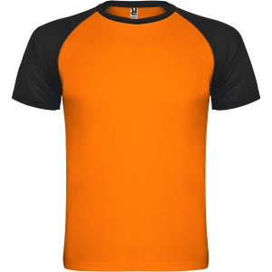 Indianapolis short sleeve kids sports t-shirt, Fluor Orange, Solid black (T-shirt, mixed fiber, synthetic)