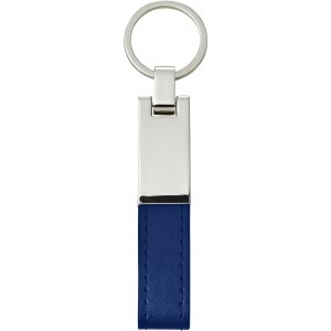 Steel and PU key holder Keon, cobalt blue (Keychains)