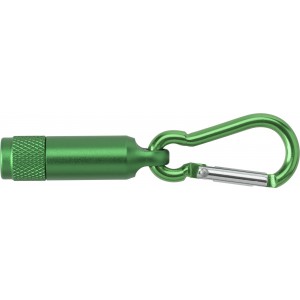 Aluminium mini torch with carabiner Tracy, green (Lamps)