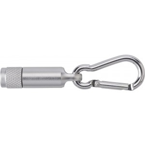 Aluminium mini torch with carabiner Tracy, silver (Lamps)