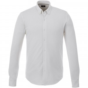 Bigelow long sleeve men's pique shirt, White (Long-sleeved shirt)