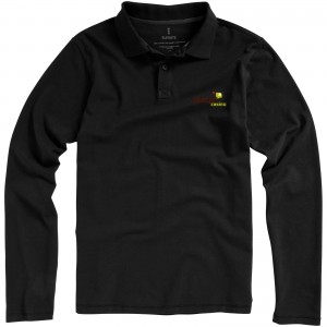 Oakville long sleeve men's polo, solid black (Long-sleeved shirt)