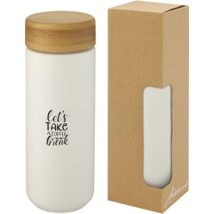 Lumi 300 ml ceramic tumbler with bamboo lid, White (Glasses)