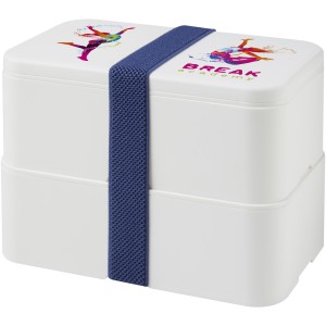 MIYO double layer lunch box, White, White, Blue (Plastic kitchen equipments)