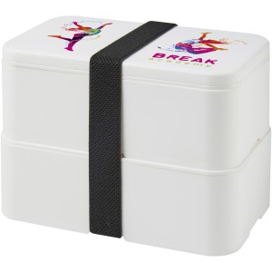 MIYO double layer lunch box, White, White, Solid black (Plastic kitchen equipments)