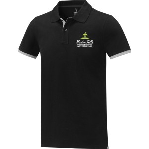 Morgan short sleeve men?s duotone polo, Solid black (Polo shirt, 90-100% cotton)