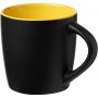 Riviera 340 ml ceramic mug, solid black,Yellow