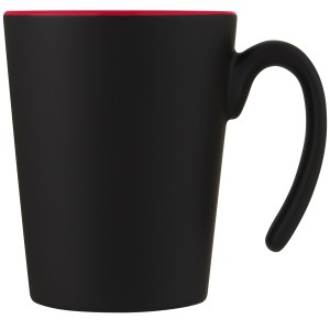 Oli 360 ml ceramic mug with handle, Red, Solid black (Mugs)