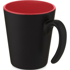 Oli 360 ml ceramic mug with handle, Red, Solid black (Mugs)