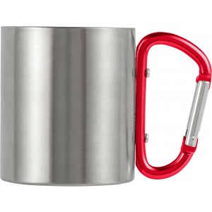 Stainless steel double walled mug Nella, red (Mugs)