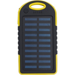Rubberized ABS solar power bank Arin, yellow