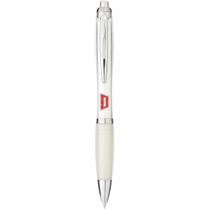 Nash ballpoint pen with coloured barrel and grip, Transparent white (Plastic pen)