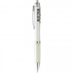 Nash ballpoint pen with coloured barrel and grip, White (Plastic pen)