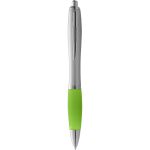 Nash ballpoint pen with coloured grip, Silver,Lime green (10707708)