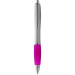 Nash ballpoint pen with coloured grip, Silver,Pink (10707706)
