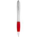 Nash ballpoint pen with coloured grip, Silver,Red (10707703)